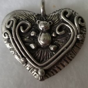 Handcrafted pewter ltd heart bear charm